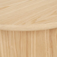 GlobeWest Leon Side Table in natural ash veneer with sculptural pillar base and demi-bullnose edges
