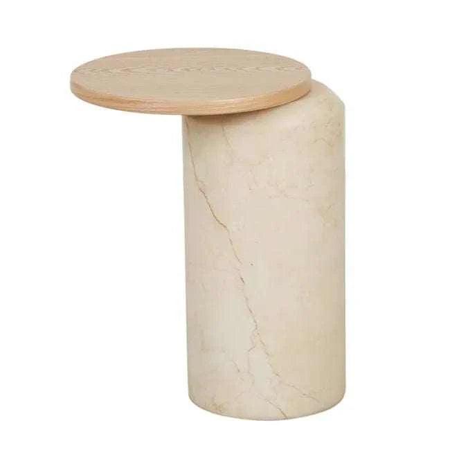 Globe West Side Tables Pablo Marble Side Table - Natural Ash / Natural Brown Vein Marble