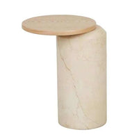 Globe West Side Tables Pablo Marble Side Table - Natural Ash / Natural Brown Vein Marble