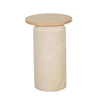 Globe West Side Tables Pablo Marble Side Table - Natural Ash / Natural Brown Vein Marble