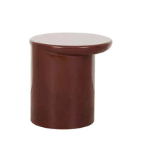Petra Sphere Side Table in burgundy glaze with glossy glass-reinforced concrete finish, durable and stylish for outdoor use