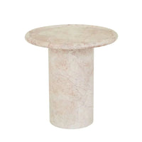 Cream Rose marble Pippa side table with bullnose-edge round top and cylindrical base
