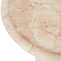 Close-up of Cream Rose marble tabletop with bullnose edge on Pippa Marble Side Table