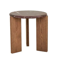 Globe West Side Tables GlobeWest Ray Marble Side Table - Matt Rouge Marble - Smoked Ash
