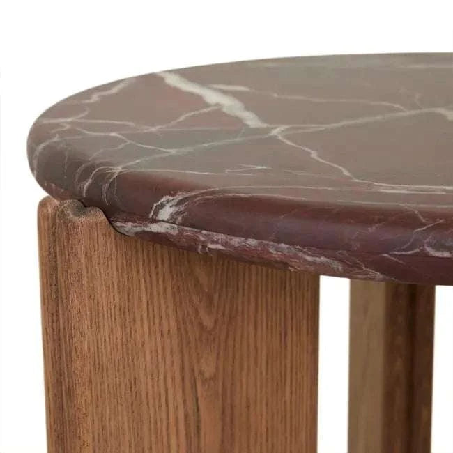 Globe West Side Tables GlobeWest Ray Marble Side Table - Matt Rouge Marble - Smoked Ash