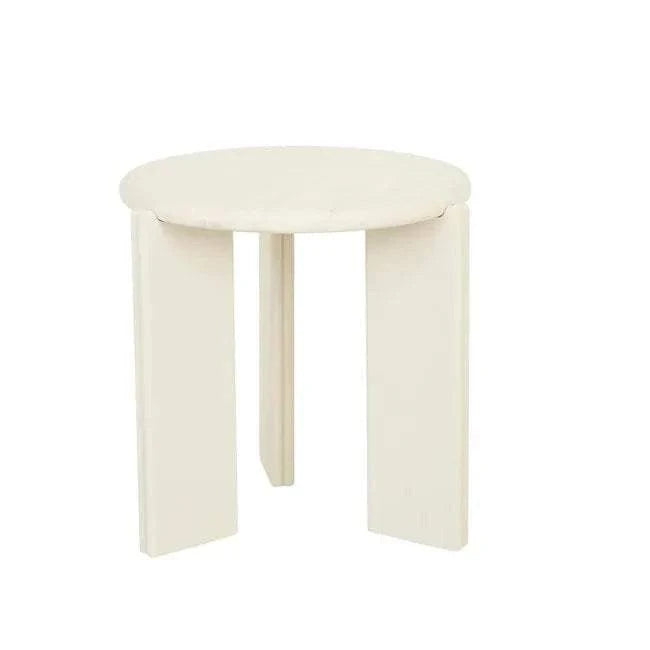 Globe West Side Tables GlobeWest Ray Marble Side Table - Natural Travertine - Shell