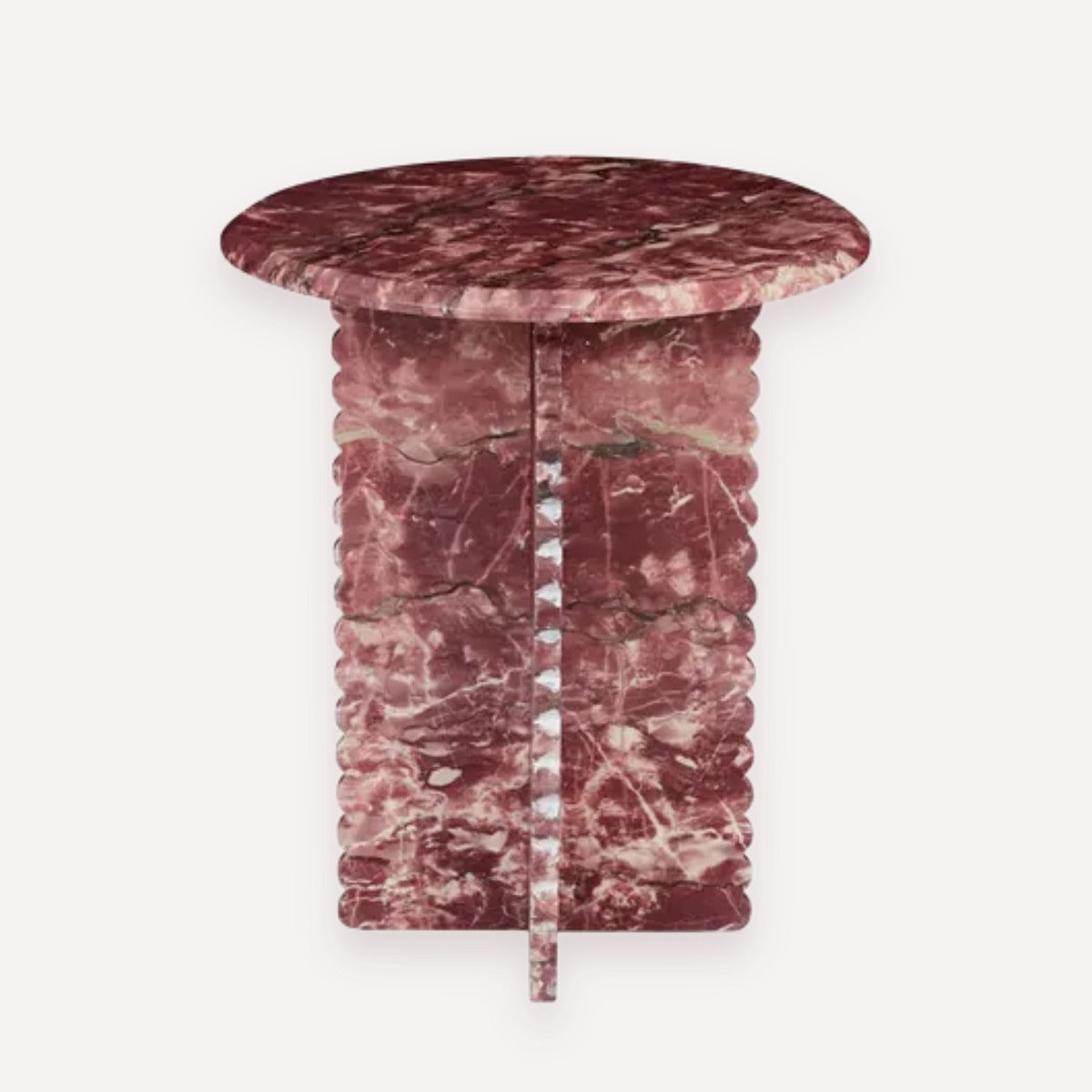 GlobeWest Rufus Fleur Side Table - Carmine Marble
