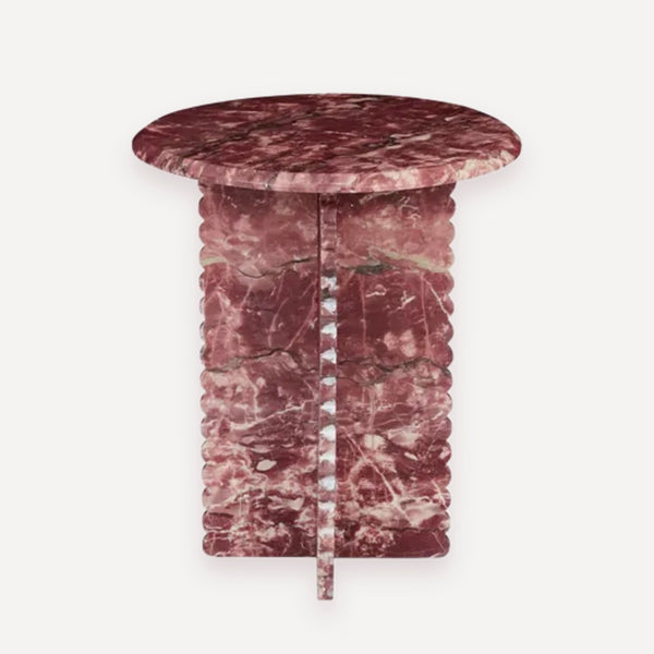 GlobeWest Rufus Fleur Side Table - Carmine Marble