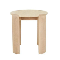 Globe West Side Tables GlobeWest Willa Side Table - Natural Travertine - Light Oak