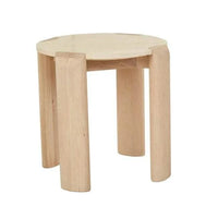 Globe West Side Tables GlobeWest Willa Side Table - Natural Travertine - Light Oak
