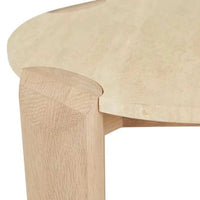Globe West Side Tables GlobeWest Willa Side Table - Natural Travertine - Light Oak