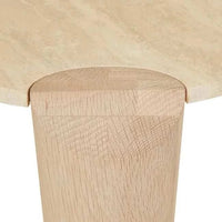 Globe West Side Tables GlobeWest Willa Side Table - Natural Travertine - Light Oak