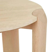 Globe West Side Tables GlobeWest Willa Side Table - Natural Travertine - Light Oak
