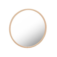 GlobeWest Brody Round Mirror, New Oak timber frame