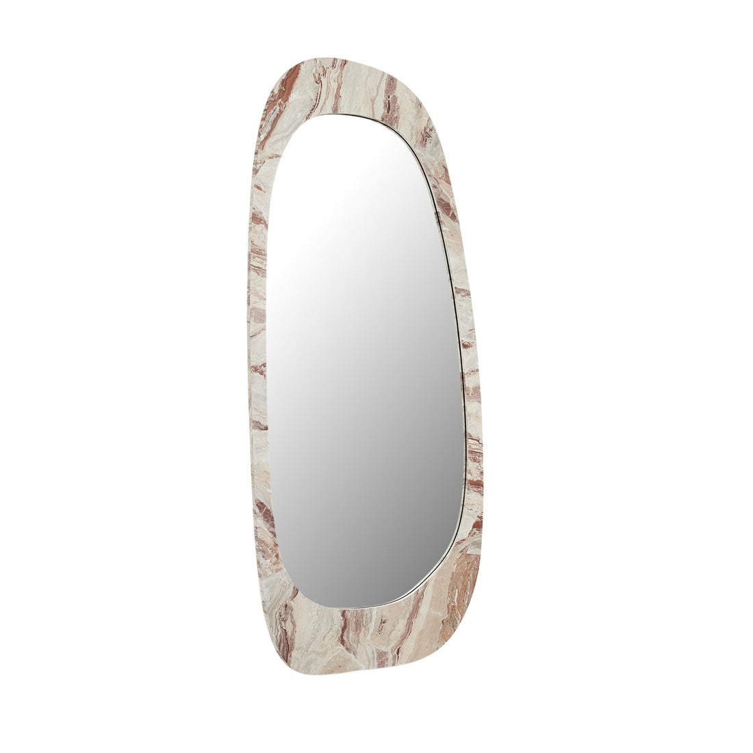 GlobeWest Oakley Pebble Floor Mirror, Monica Red Marble - angle view