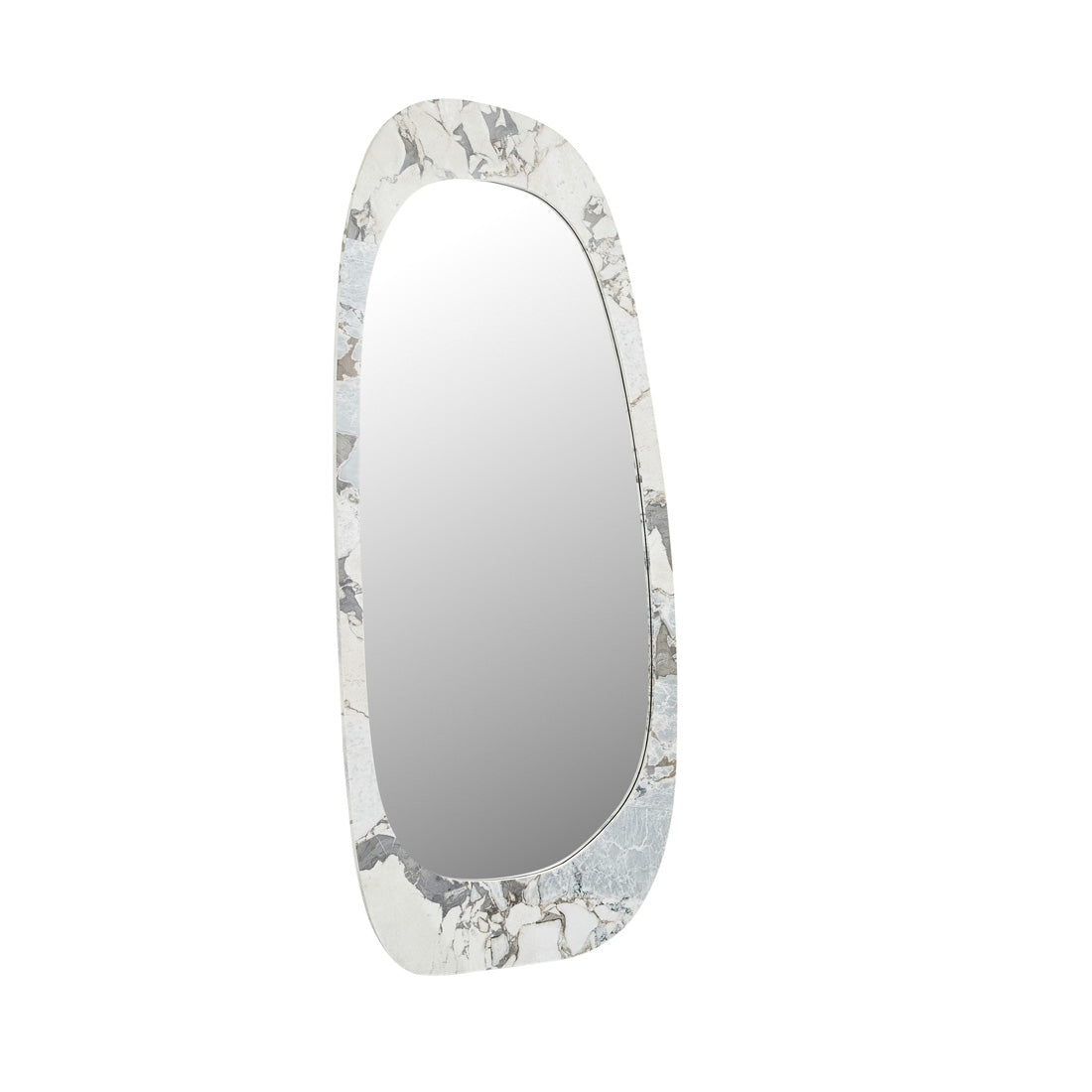 GlobeWest Oakley Pebble Floor Mirror, Ocean Marble - angle view