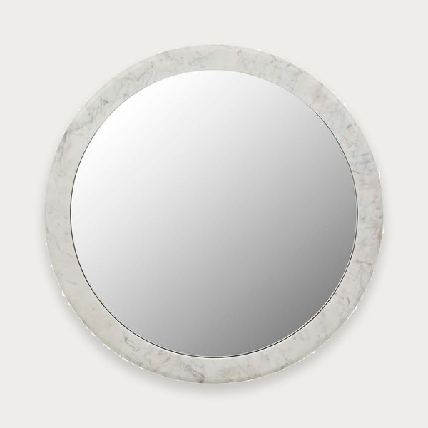 GlobeWest Rufus Round Mirror - Grey Vein Marble