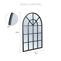 Norsu Interiors Large Arch Iron Indoor Outdoor Mirror Black, 135cm