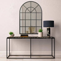 Norsu Interiors Large Arch Iron Indoor Outdoor Mirror Black, 135cm