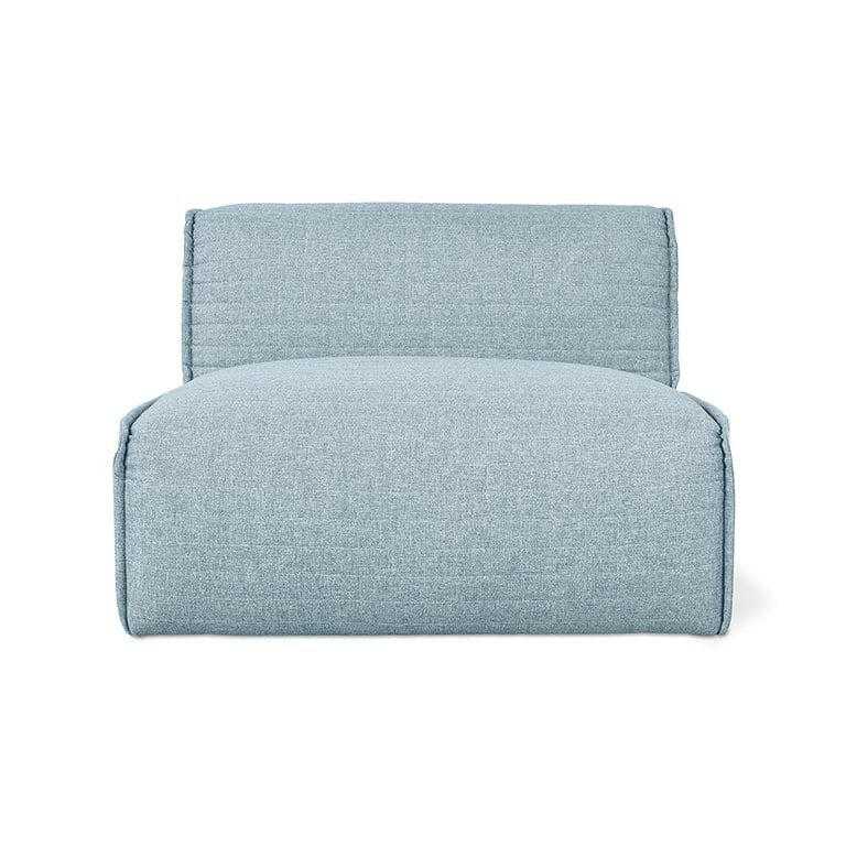 Gus Nexus Armless Modular Sofa with 2 chairs and 1 ottoman in Parliament Lake fabric