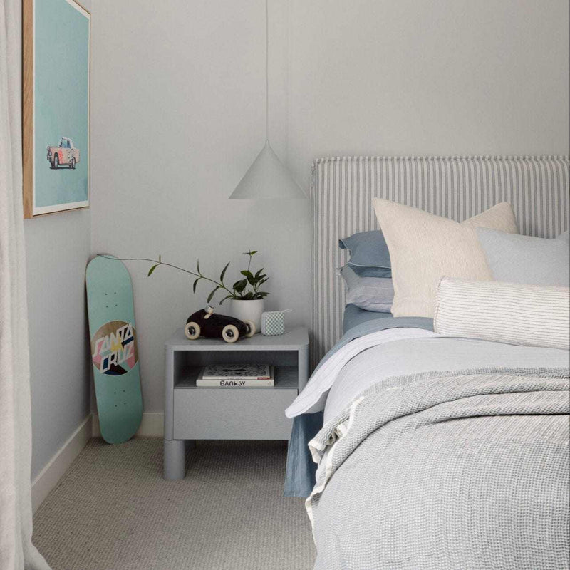 norsuSTUDIO Bedheads norsu Slip Cover Bedhead, Chambray Ticking Stripe