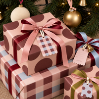 norsu STUDIO Christmas Double Sided Satin Ribbon – Wide 3cm x 22.86m, Burgundy/Cornflower Blue