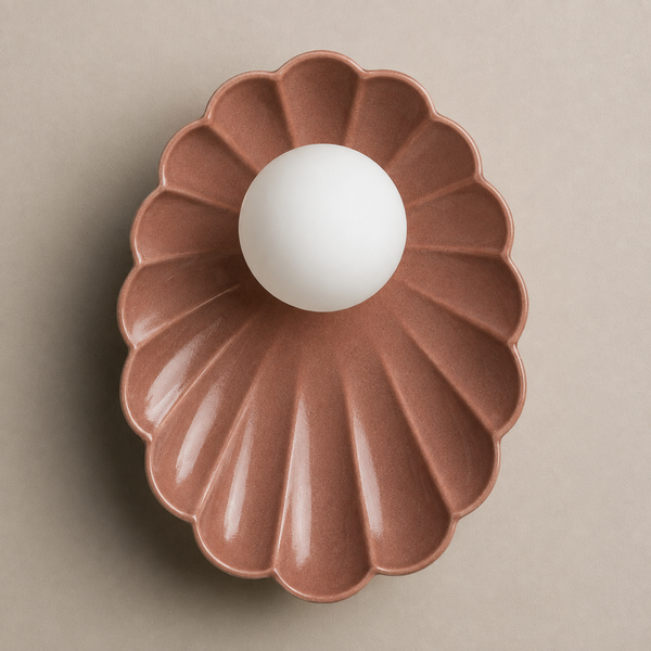 Robert Gordon Oyster Sconce Light in exclusive Dusty Rose glaze