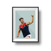 Framed DG Designs Dom Gauci art print of Christian Petracca Melbourne FC AFL football player in sage green background