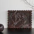 CoTheory Marble Tray, Scalloped Tray - Rosso Levanto