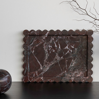 CoTheory Marble Tray, Scalloped Tray - Rosso Levanto