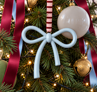 norsu STUDIO Christmas Ceramic Bow Ornament, Powder Blue
