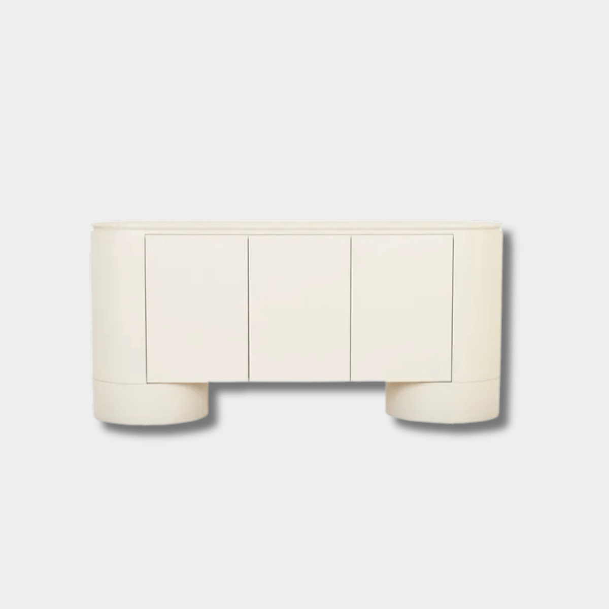 GlobeWest Pluto Buffet in porcelain with rounded circular legs and minimalist modern design