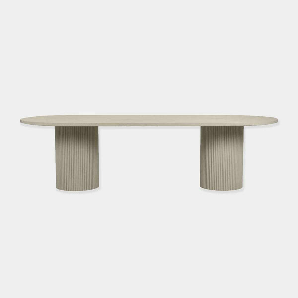 GlobeWest Benjamin Ripple Oval Dining Table, Putty | Norsu Interiors