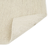 GlobeWest Bower Nora Eggshell rug corner detail with handloom double back weave