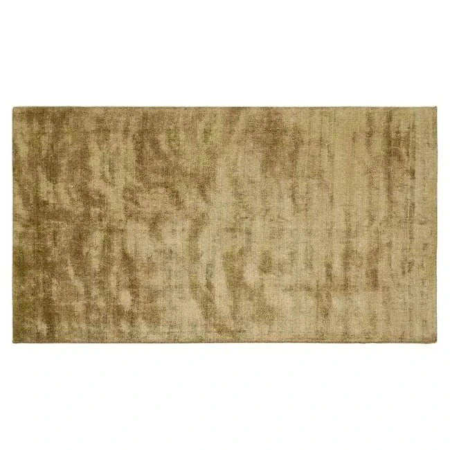GlobeWest Tepih Neptune hand-woven olive wool, silk, and cotton blend indoor rug with subtle rustic texture.