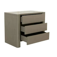 GlobeWest August 3 Drawer Bedside in Snowgum ash veneer with three spacious drawers and modern design