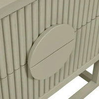 Close-up of Globe West Benjamin Ripple Bedside in putty showing ripple texture and circular handle detail