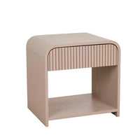 GlobeWest Chloe Channel Bedside in chai ash veneer, angled view
