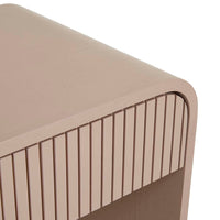 GlobeWest Chloe Channel Bedside in chai, drawer open showing storage