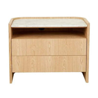 Globe West Bedside Tables Globe West Elsie Two Drawer Bedside - White Marble - Natural Ash