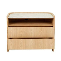 Globe West Bedside Tables Globe West Elsie Two Drawer Bedside - White Marble - Natural Ash