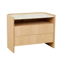 Globe West Bedside Tables Globe West Elsie Two Drawer Bedside - White Marble - Natural Ash