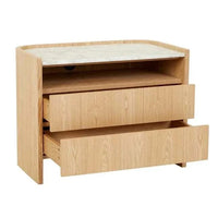 Globe West Bedside Tables Globe West Elsie Two Drawer Bedside - White Marble - Natural Ash
