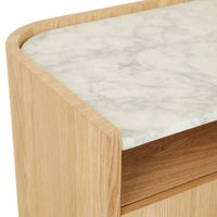 Globe West Bedside Tables Globe West Elsie Two Drawer Bedside - White Marble - Natural Ash