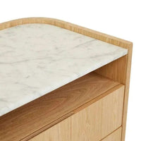 Globe West Bedside Tables Globe West Elsie Two Drawer Bedside - White Marble - Natural Ash