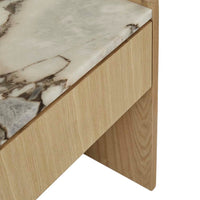 GlobeWest Elsie Bedside - Matt Ocean Marble - Natural Ash