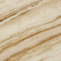 GlobeWest Floyd Marble Bedside - Onyx Travertine - Sunwash, styled in a room setting