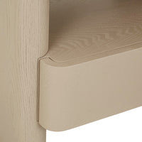 GlobeWest Floyd Marble Bedside - Onyx Travertine - Sunwash, styled in a room setting