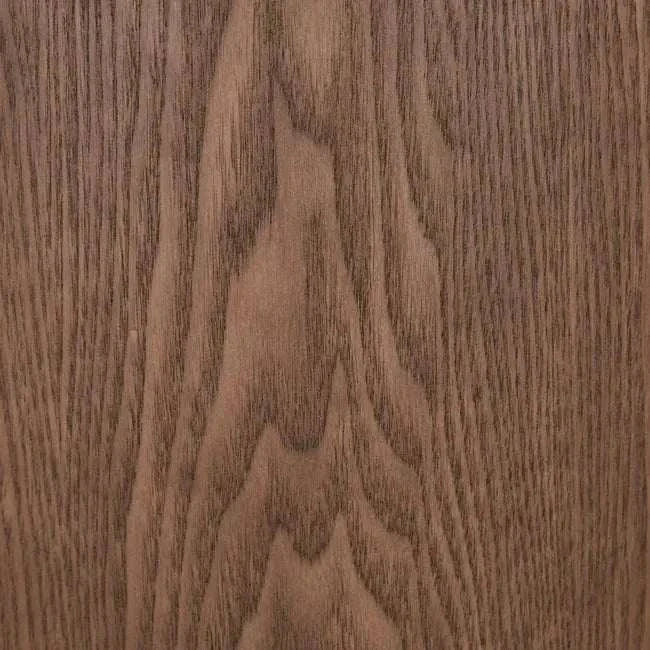 GlobeWest Oberon Crescent bedside table with white Carrara marble top and smoked ash ash veneer timber base and drawer.