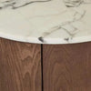 GlobeWest Oberon Crescent bedside table with white Carrara marble top and smoked ash timber veneer base